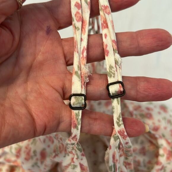 Rewind szS cold shoulder eyelet bodice ruffled short sleeves and hem lined EUC - Picture 8 of 13